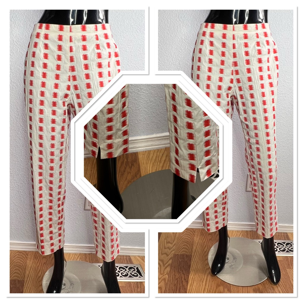 Piazza Sempione Red And White Cropped Pants